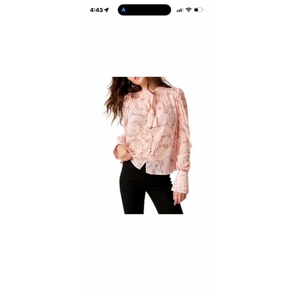 Free People Tops - Free‎ People Blouse Sz S Pink Ruffle Tie Neck Sheer Boho OB1828859 Flowy